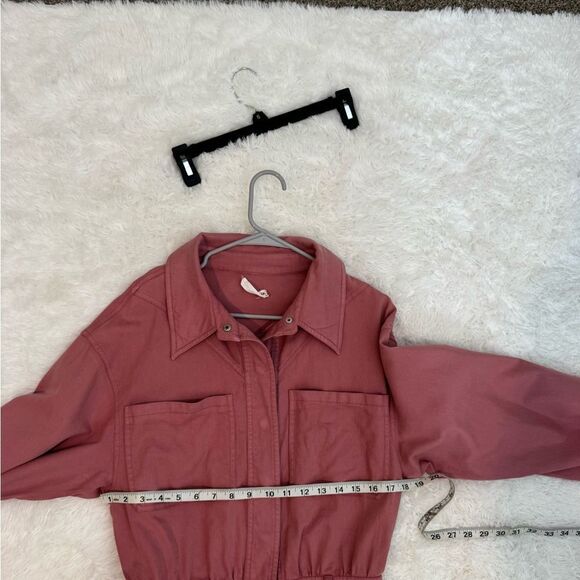 Avec Les Filles Pink Coverall Denim 3/4 Snap Front Patch Pocket Dress Size S - Picture 5 of 15